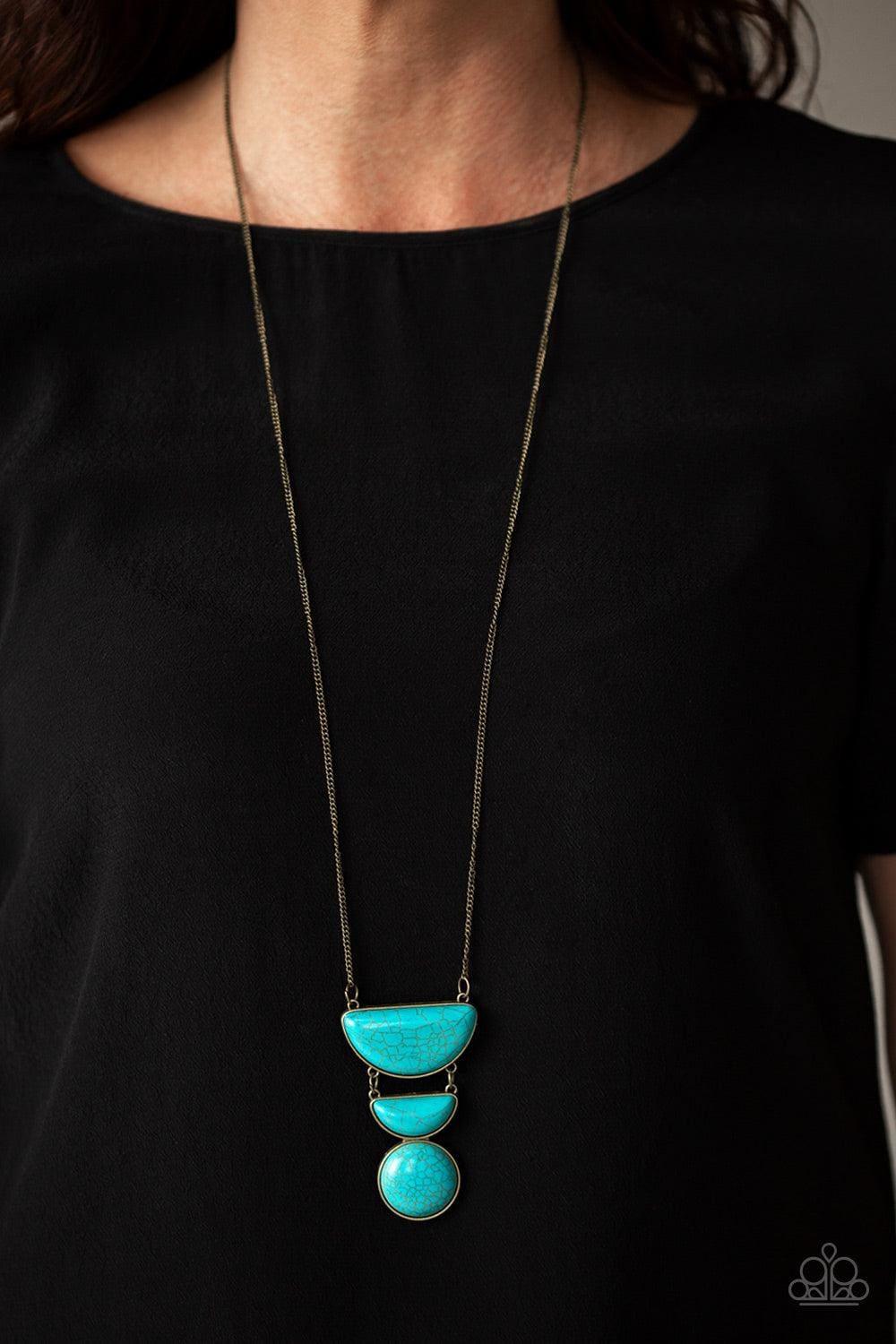 Paparazzi Accessories - Desert Mason - Brass Turquoise Necklace - Bling by JessieK
