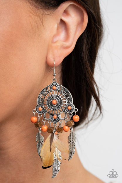 Paparazzi Accessories - Desert Plains - Orange Earrings - Bling by JessieK