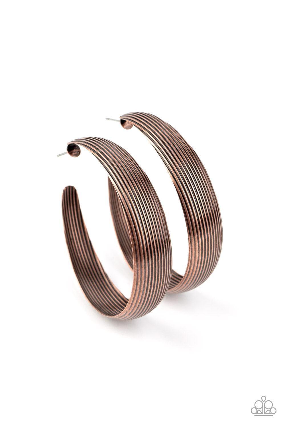 Paparazzi Accessories - Desert Wanderings - Copper Hoop Earrings - Bling by JessieK