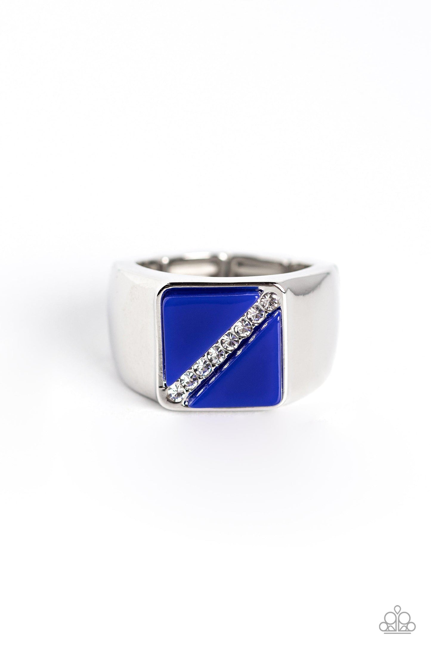 Paparazzi Accessories - Diagonally Dominant - Blue Men's Ring - Bling by JessieK