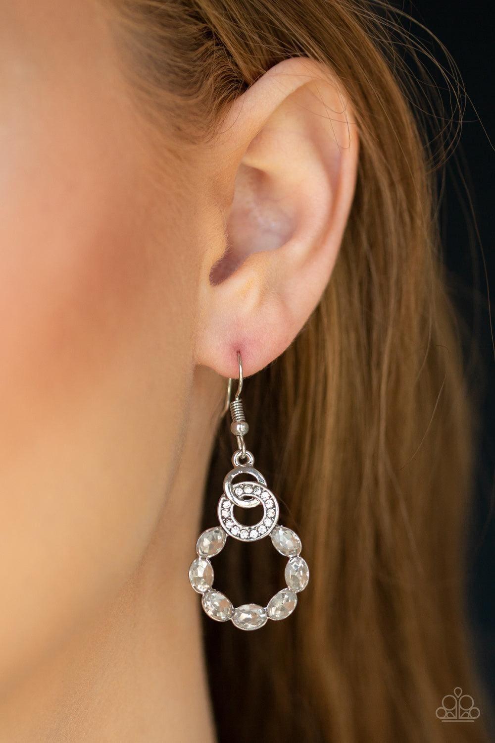 Paparazzi Accessories - Diamond Deluxe - White Earrings - Bling by JessieK