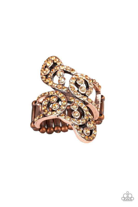 Paparazzi Accessories - Diamond Dizzy - Copper Ring - Bling by JessieK