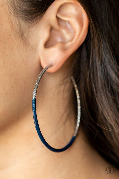 Paparazzi Accessories - Dip, Dip, Hooray! - Blue Hoop Earrings - Bling by JessieK