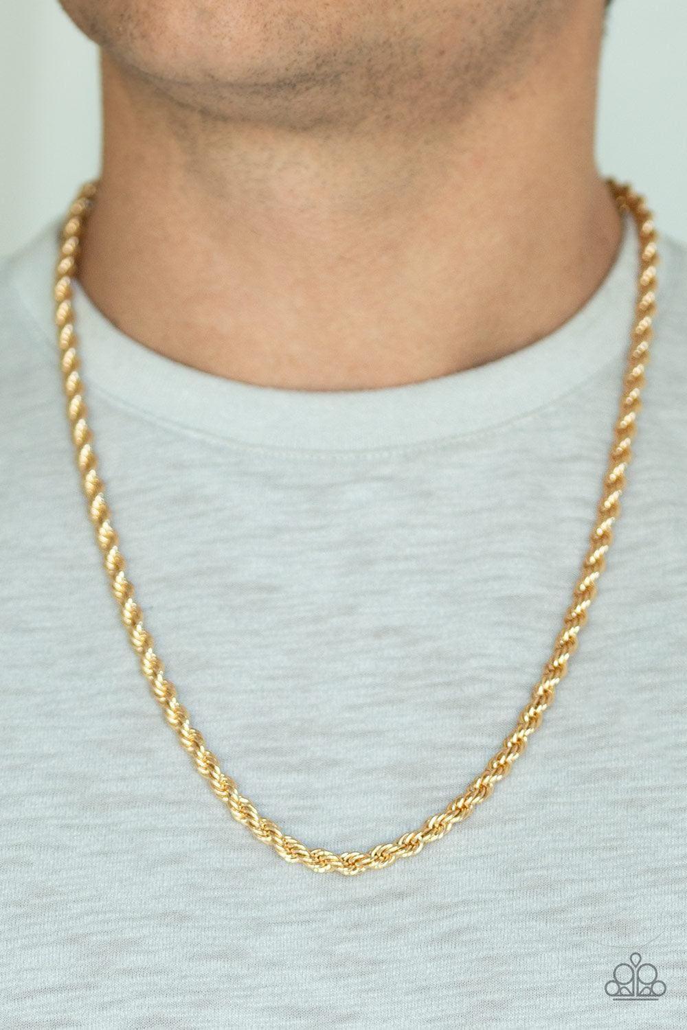 Paparazzi Accessories - Double Dribble - Gold Men's Necklace - Bling by JessieK