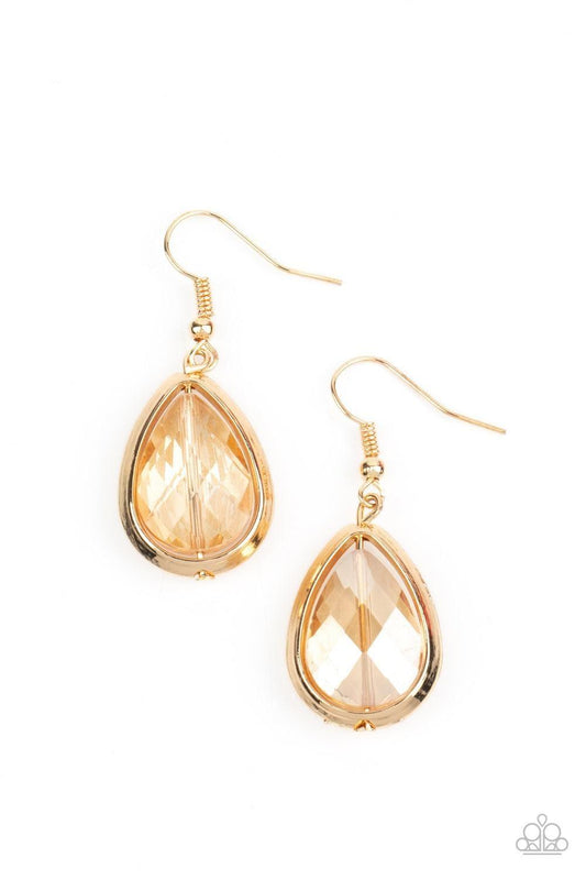 Paparazzi Accessories - Drop-dead Duchess - Gold Earring - Bling by JessieK