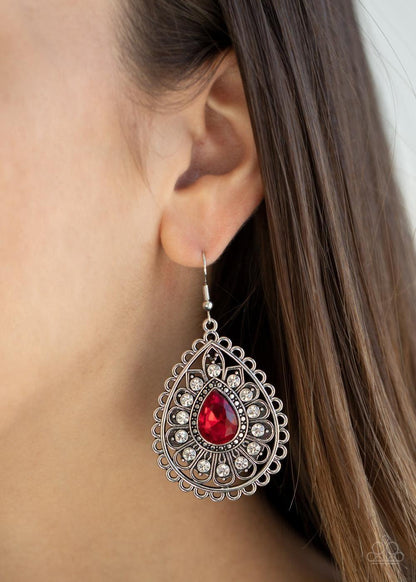 Paparazzi Accessories - Eat, Drink, And Beam Merry - Red Earrings - Bling by JessieK