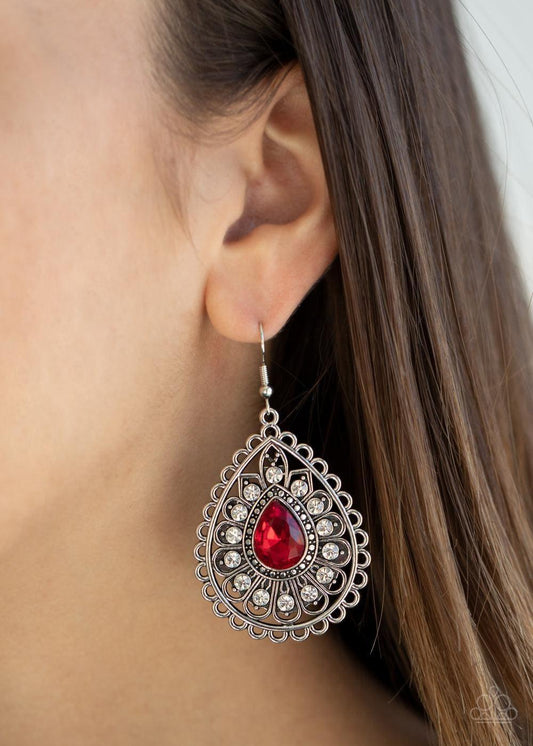 Paparazzi Accessories - Eat, Drink, And Beam Merry - Red Earrings - Bling by JessieK