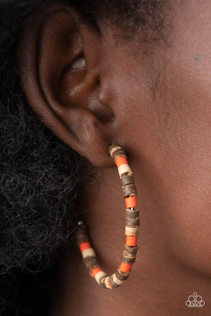 Paparazzi Accessories - Effortlessly Earthy - Orange Hoop Earrings - Bling by JessieK