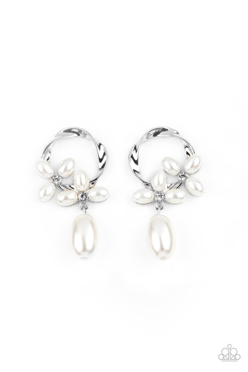 Paparazzi Accessories - Elegant Expo - White Post Earrings - Bling by JessieK