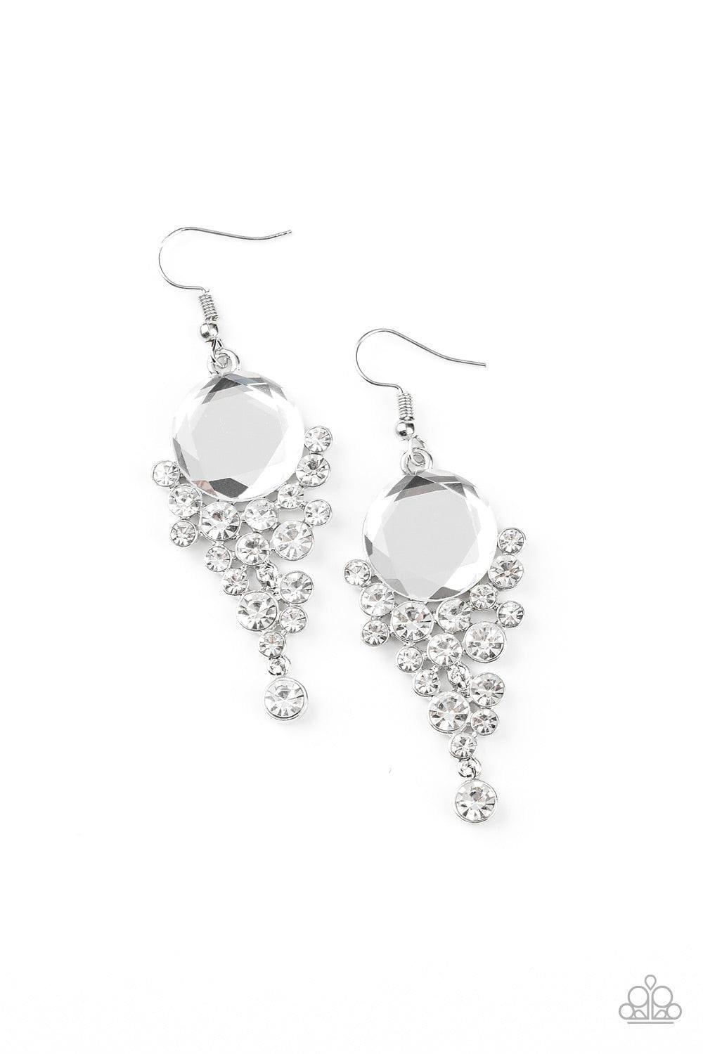 Paparazzi Accessories - Elegantly Effervescent - White Earrings - Bling by JessieK