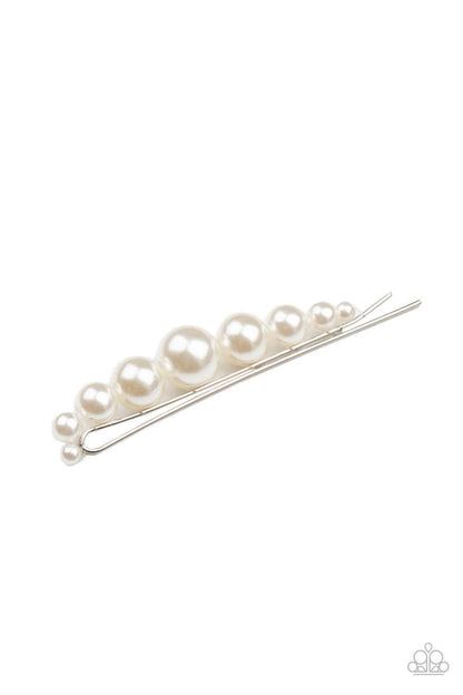 Paparazzi Accessories - Elegantly Efficient - White Hair Pin - Bling by JessieK