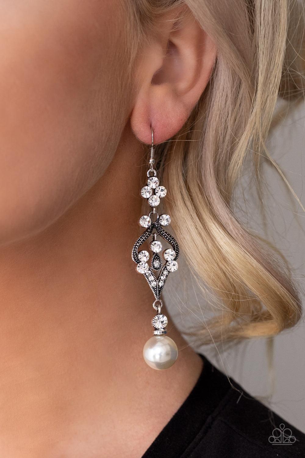 Paparazzi Accessories - Elegantly Extravagant - White Earrings - Bling by JessieK