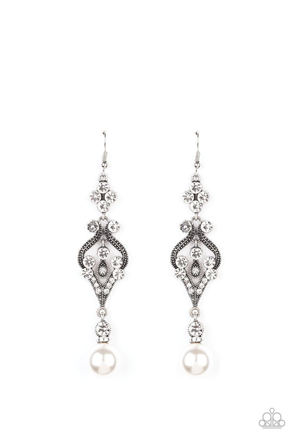 Paparazzi Accessories - Elegantly Extravagant - White Earrings - Bling by JessieK