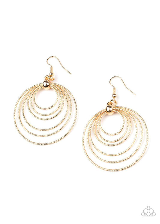 Paparazzi Accessories - Elliptical Elegance - Gold Earrings - Bling by JessieK