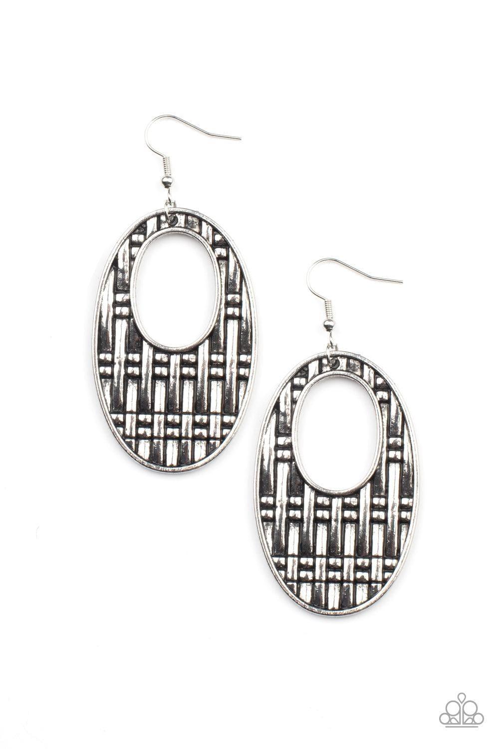Paparazzi Accessories - Engraved Edge - Silver Earrings - Bling by JessieK