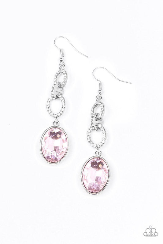Paparazzi Accessories - Extra Ice Queen - Pink Earrings - Bling by JessieK
