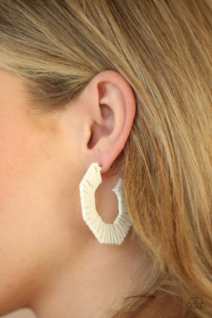Paparazzi Accessories - Fabulously Fiesta - White Hoop Earrings - Bling by JessieK