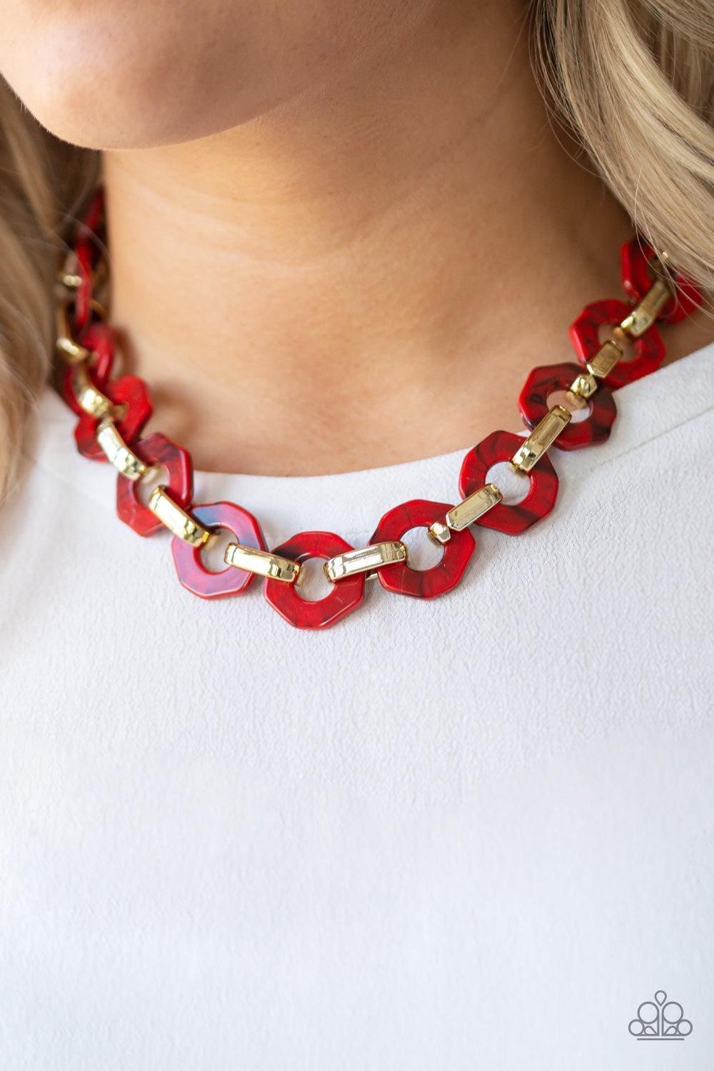 Paparazzi Accessories - Fashionista Fever - Red Necklace - Bling by JessieK