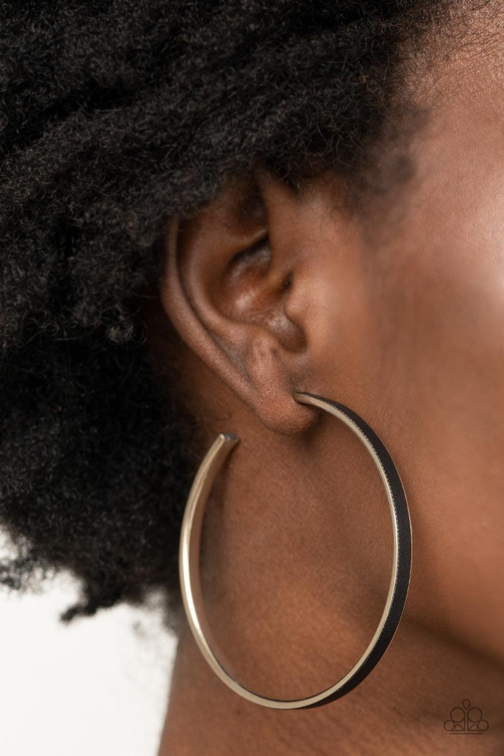 Paparazzi Accessories - Fearless Flavor - Black Hoop Earrings - Bling by JessieK