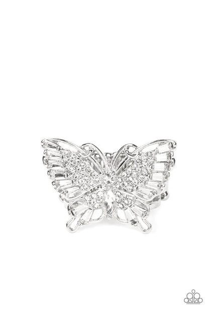 Paparazzi Accessories - Fearless Flutter - White Ring - Bling by JessieK