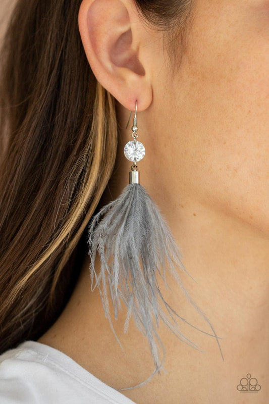 Paparazzi Accessories - Feathered Flamboyance - Silver Earrings - Bling by JessieK