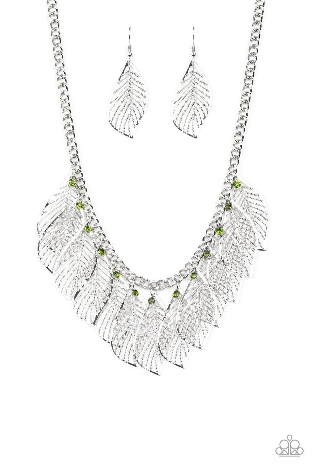Paparazzi Accessories - Feathery Foliage - Green Necklace - Bling by JessieK