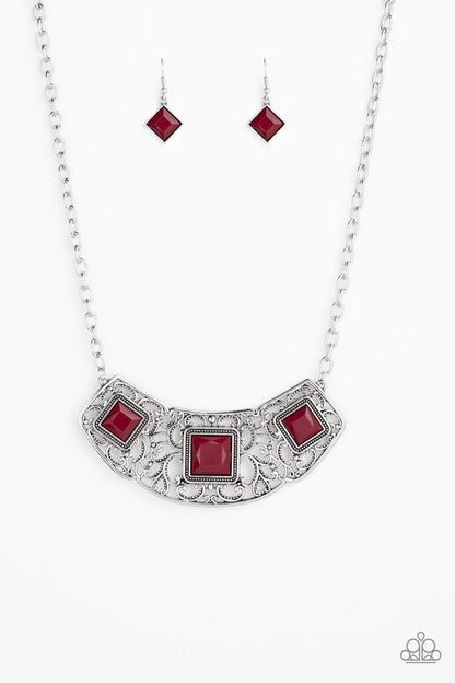 Paparazzi Accessories - Feeling Inde-pendant - Red Necklace - Bling by JessieK