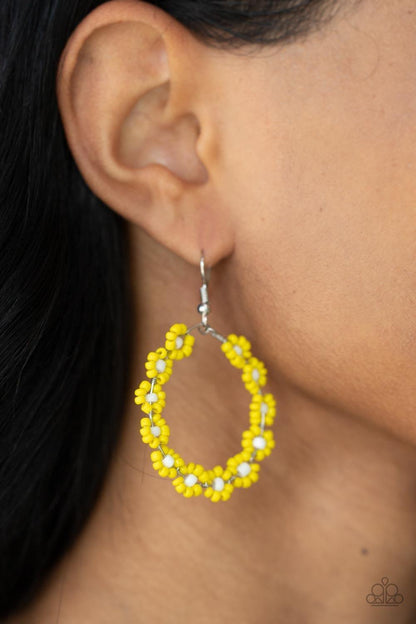 Paparazzi Accessories - Festively Flower Child - Yellow Earrings - Bling by JessieK