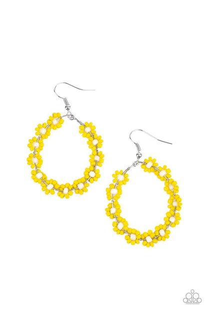 Paparazzi Accessories - Festively Flower Child - Yellow Earrings - Bling by JessieK