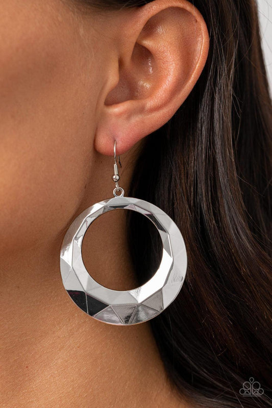 Paparazzi Accessories - Fiercely Faceted - Silver Earrings - Bling by JessieK
