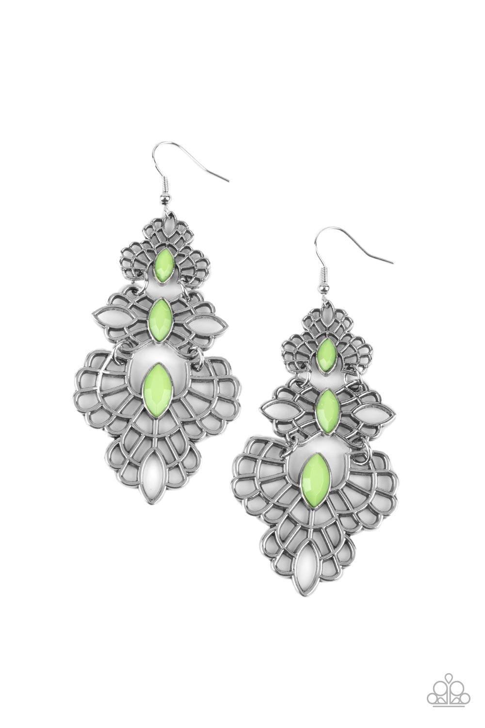 Paparazzi Accessories - Flamboyant Frills - Green Earrings - Bling by JessieK