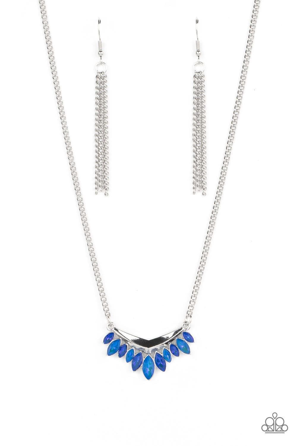Paparazzi Accessories - Flash Of Fringe - Blue Necklace - Bling by JessieK