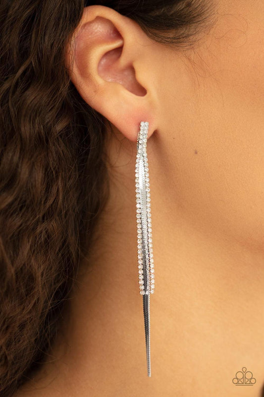 Paparazzi Accessories - Flavor Of The Sleek - White Earrings - Bling by JessieK