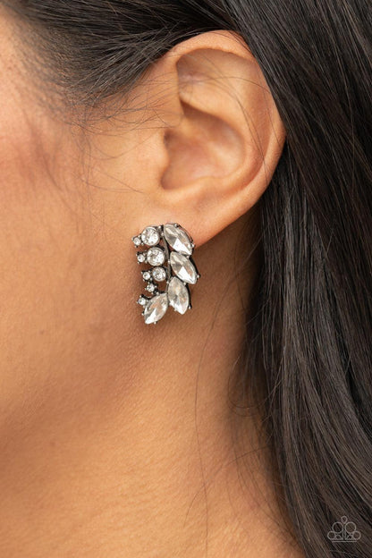Paparazzi Accessories - Flawless Fronds - White Earrings - Bling by JessieK