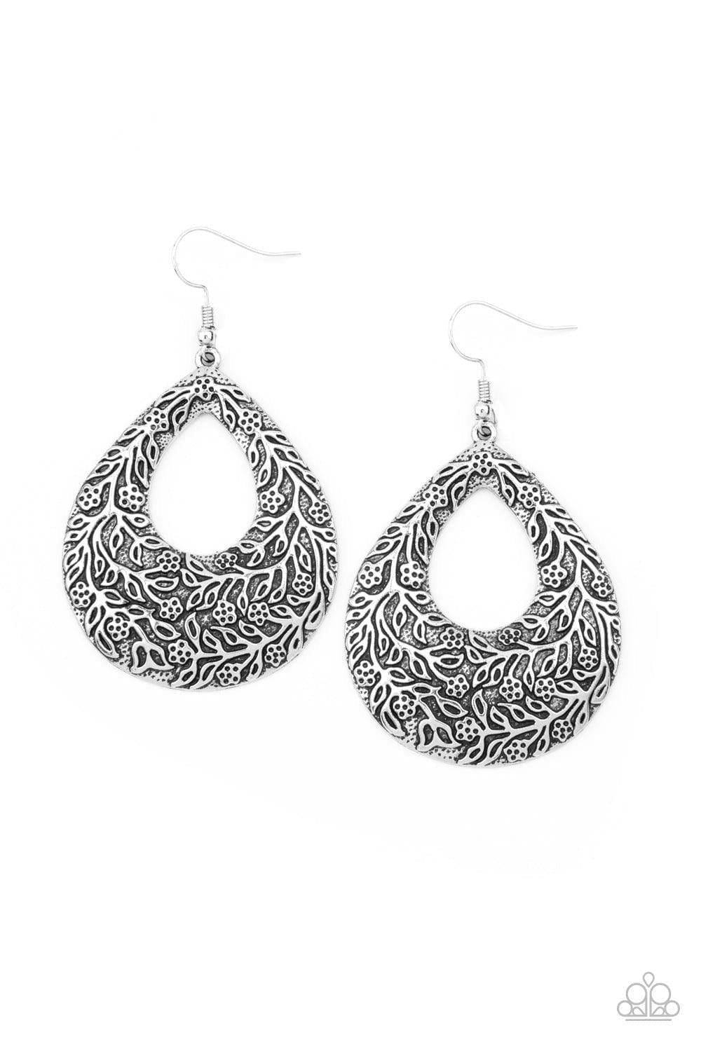 Paparazzi Accessories - Flirtatiously Flourishing - Silver Earrings - Bling by JessieK