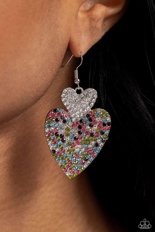 Paparazzi Accessories Flirting Flourish - White Heart Earrings