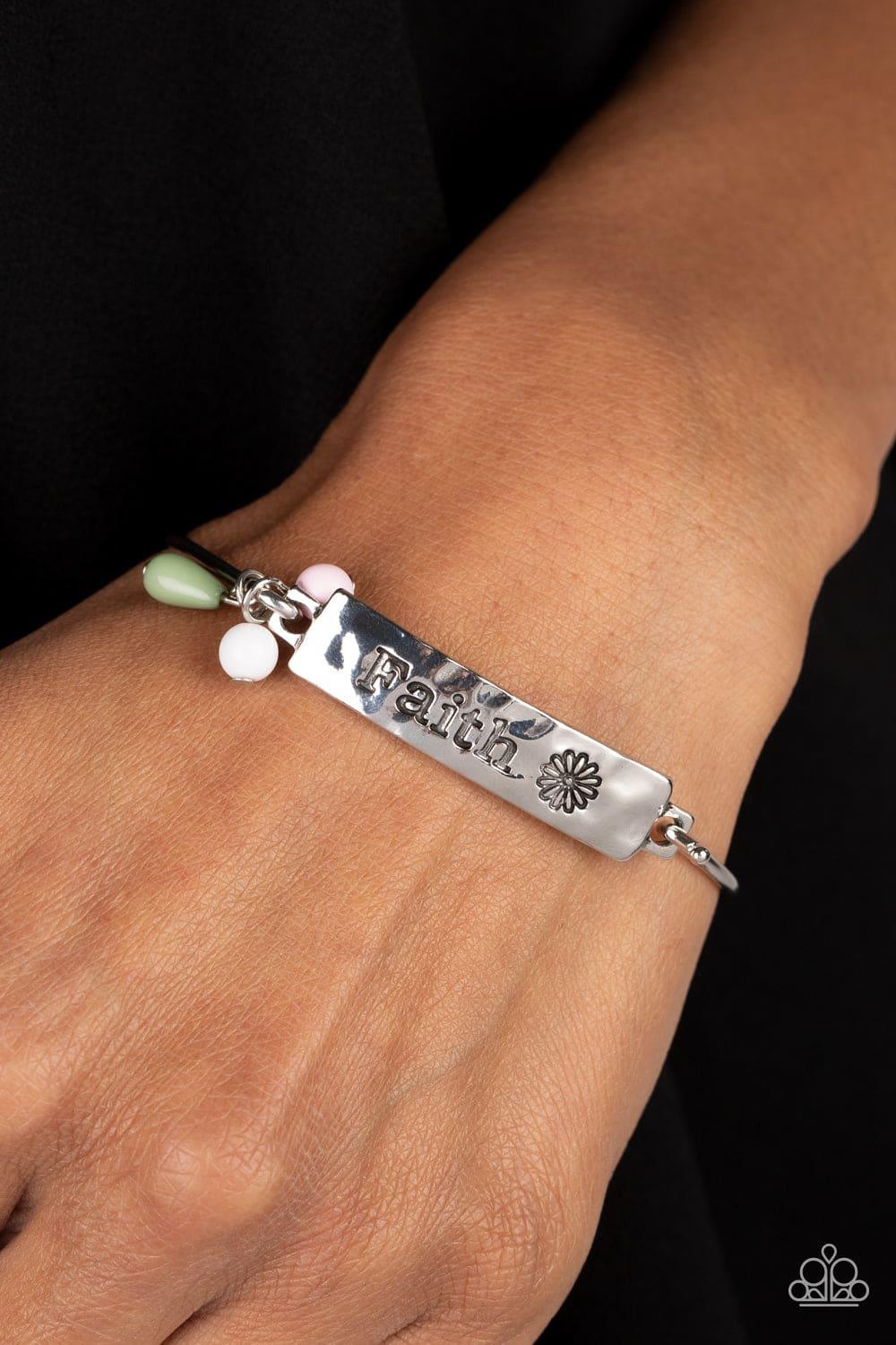 Paparazzi Accessories - Flirting With Faith - Green Bracelet - Bling by JessieK