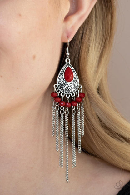 Paparazzi Accessories - Floating On Heir - Red Earrings - Bling by JessieK