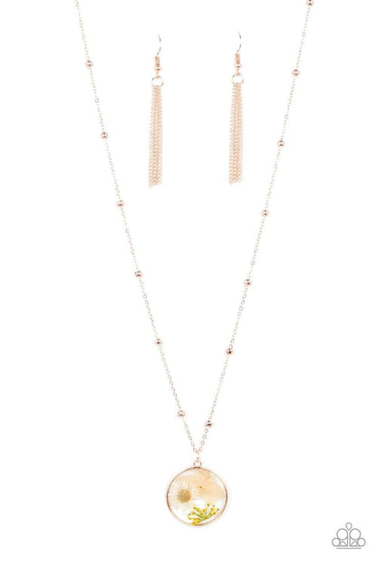 Paparazzi Accessories - Floral Embrace - Rose Gold Dainty Necklace - Bling by JessieK