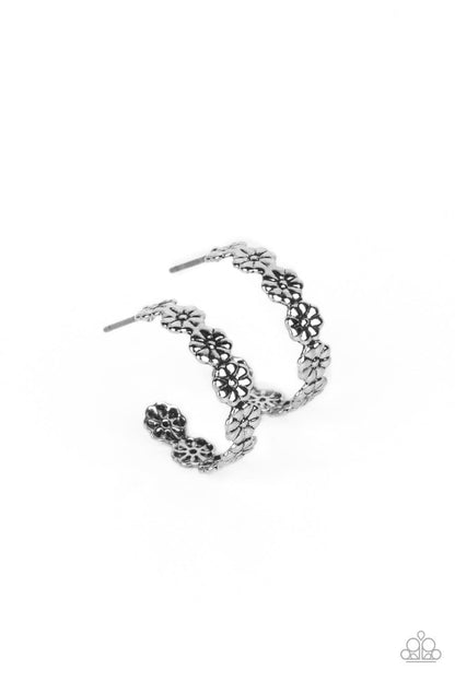Paparazzi Accessories - Floral Fad - Silver Dainty Hoop Earrings - Bling by JessieK