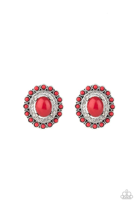 Paparazzi Accessories - Floral Flamboyance - Red Earrings - Bling by JessieK