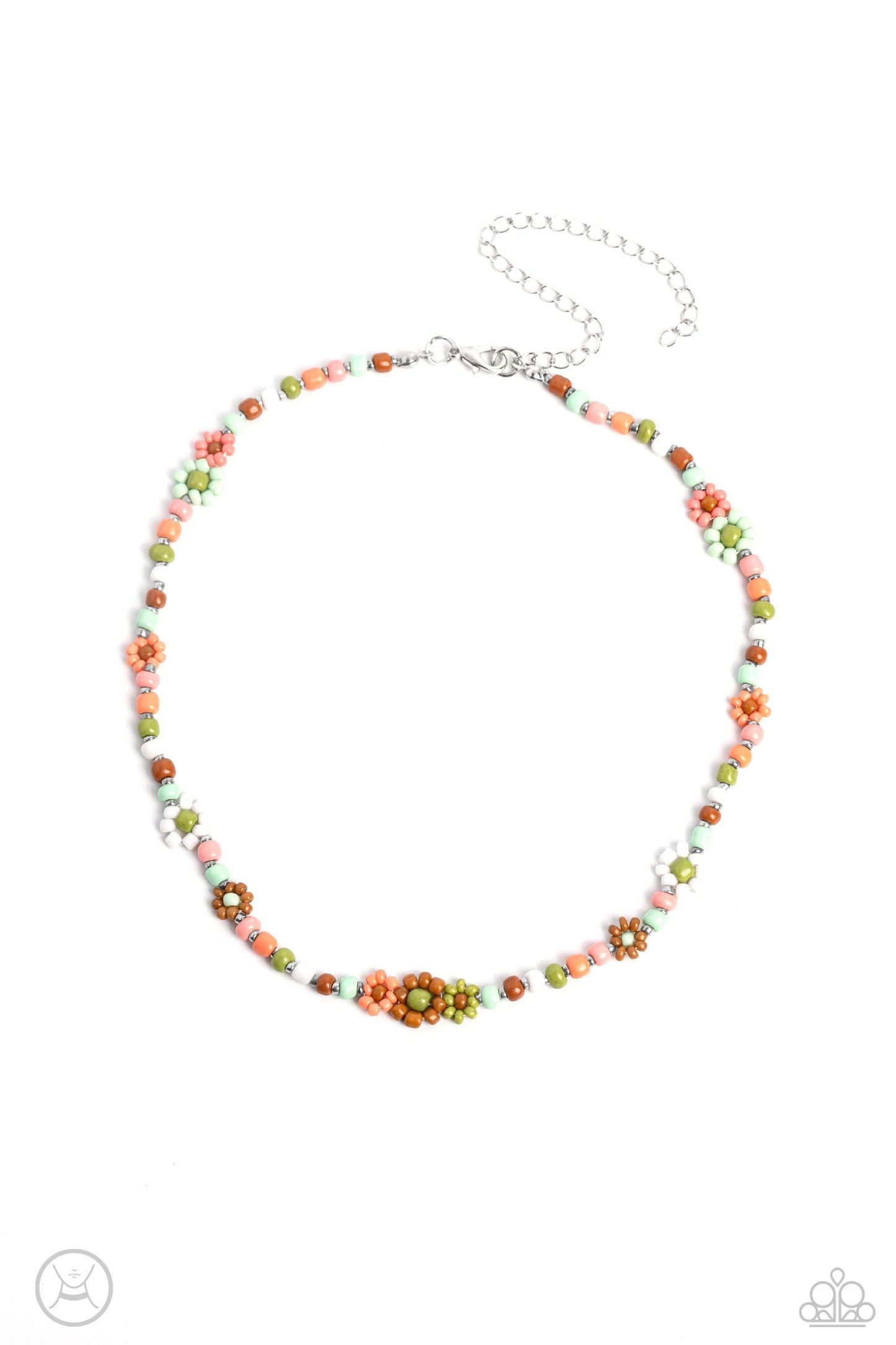 Paparazzi Accessories - Flower Child Flair - Multicolor Gr/mt Choker Necklace - Bling by JessieK