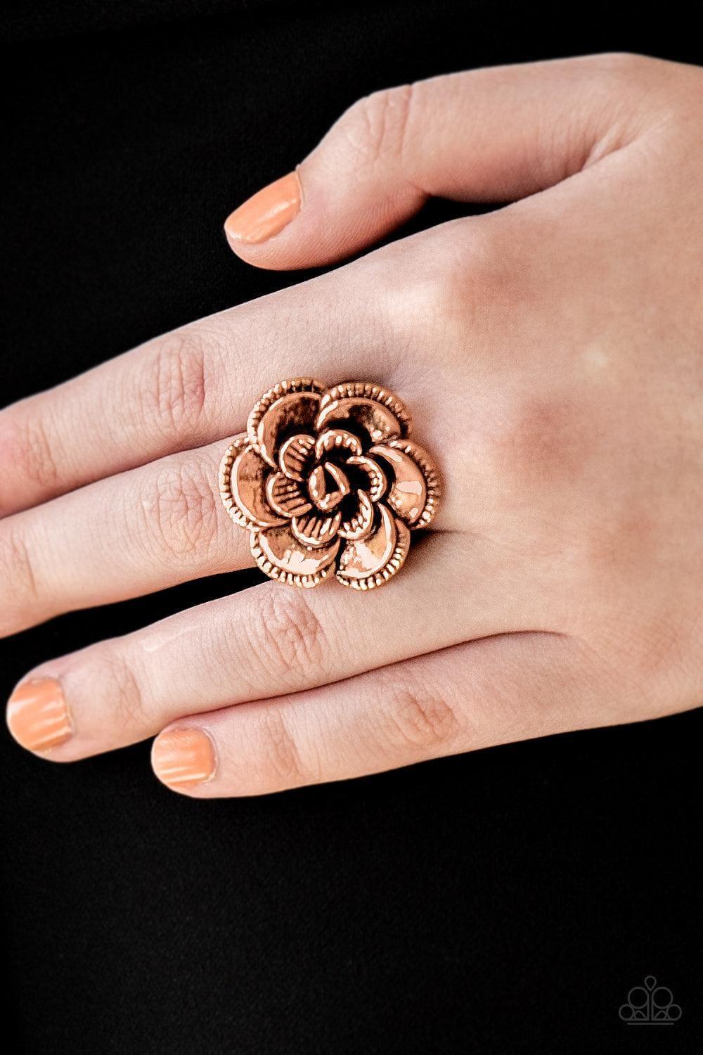Paparazzi Accessories - Flowerbed And Breakfast - Copper Ring - Bling by JessieK
