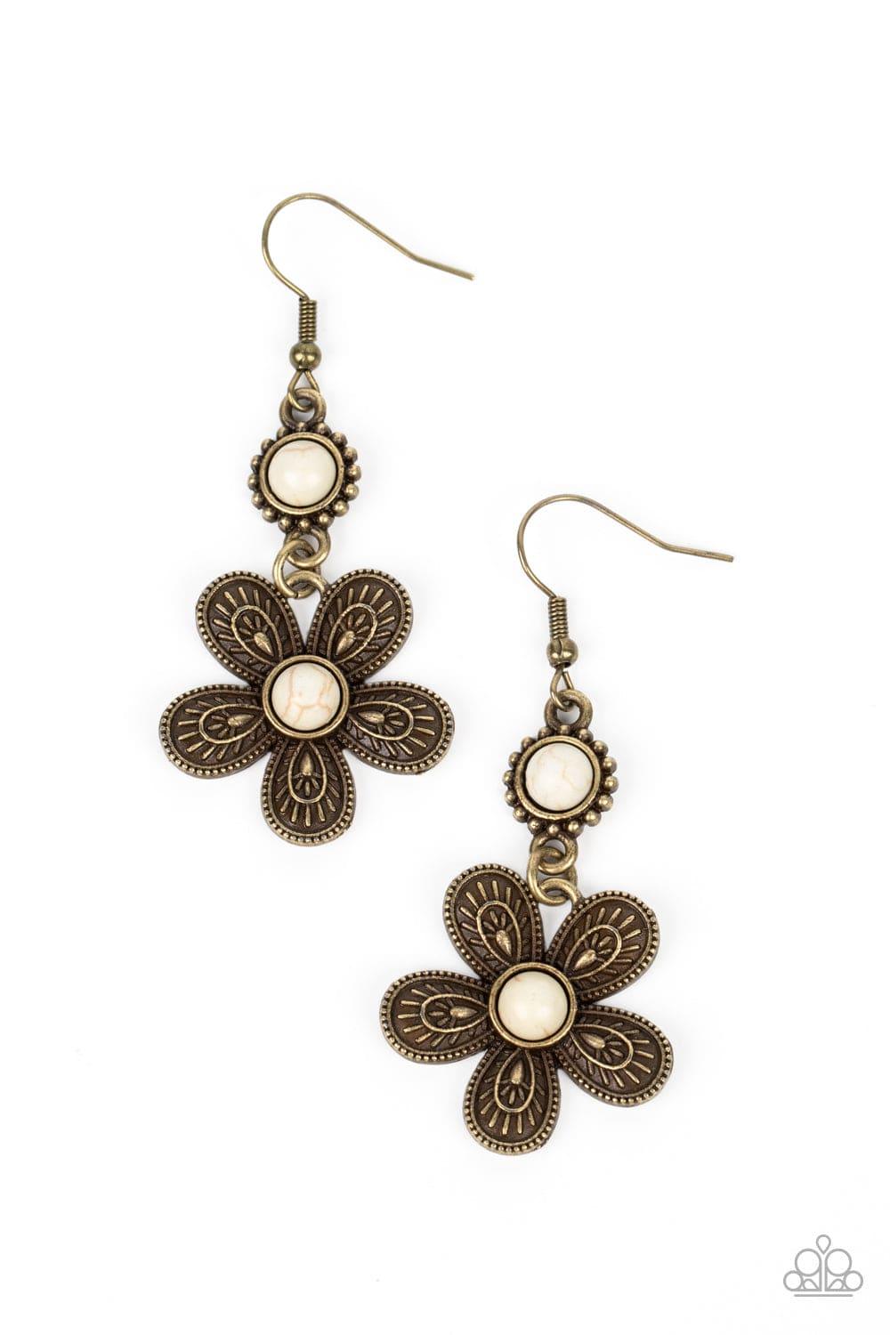 Paparazzi Accessories - Free-spirited Flourish - Brass Earrings - Bling by JessieK