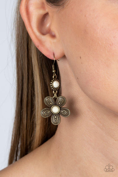 Paparazzi Accessories - Free-spirited Flourish - Brass Earrings - Bling by JessieK