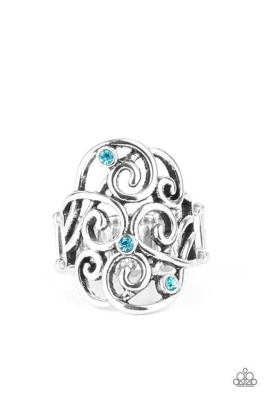 Paparazzi Accessories - Frill Out! - Blue Ring - Bling by JessieK