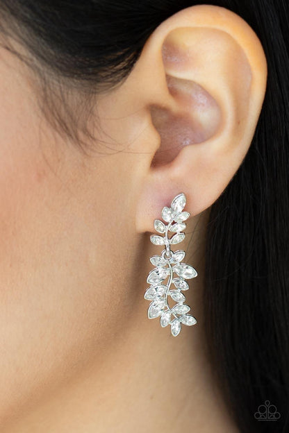 Paparazzi Accessories - Frond Fairytale - White Earrings - Bling by JessieK