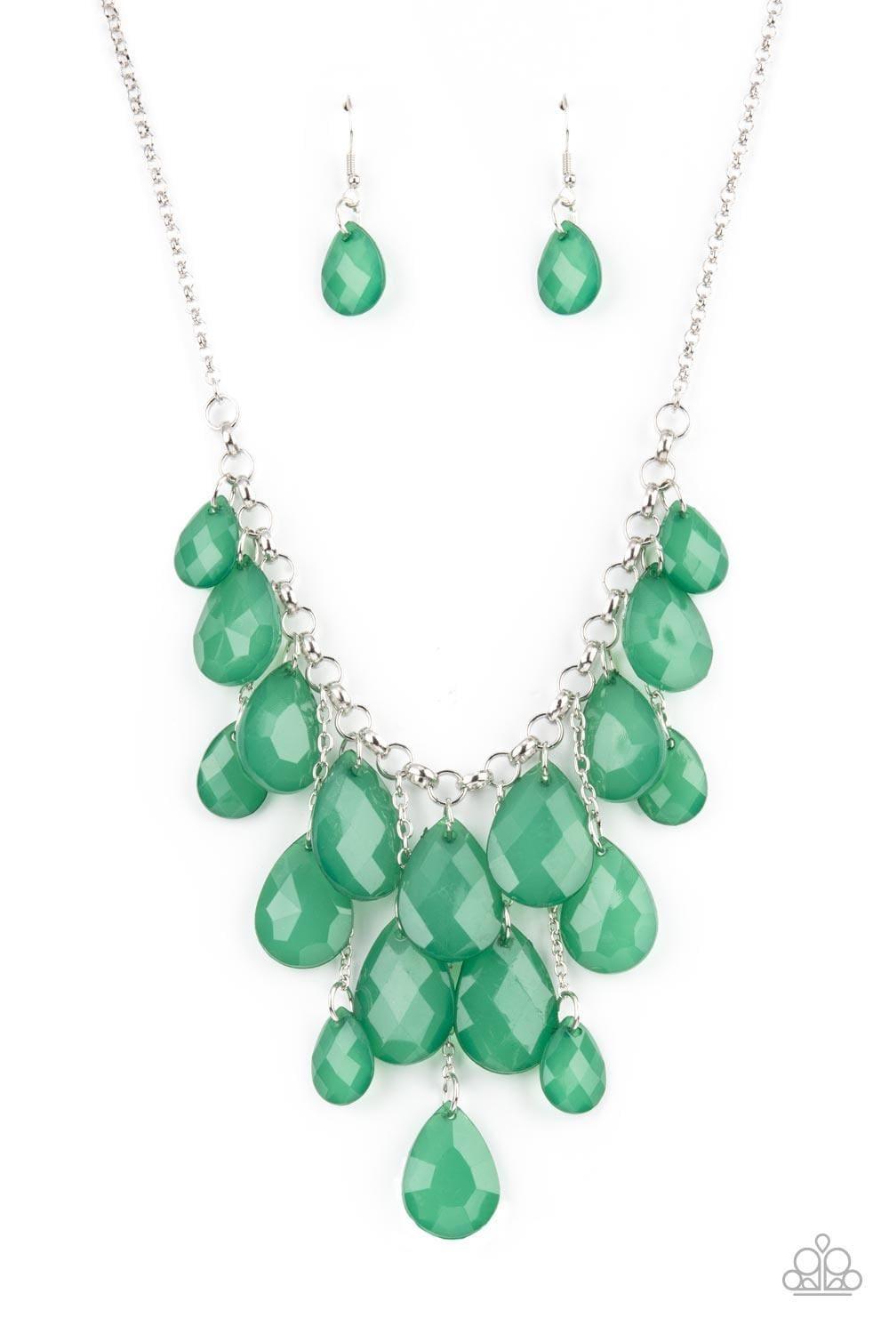 Paparazzi Accessories - Front Row Flamboyance - Green Necklace - Bling by JessieK