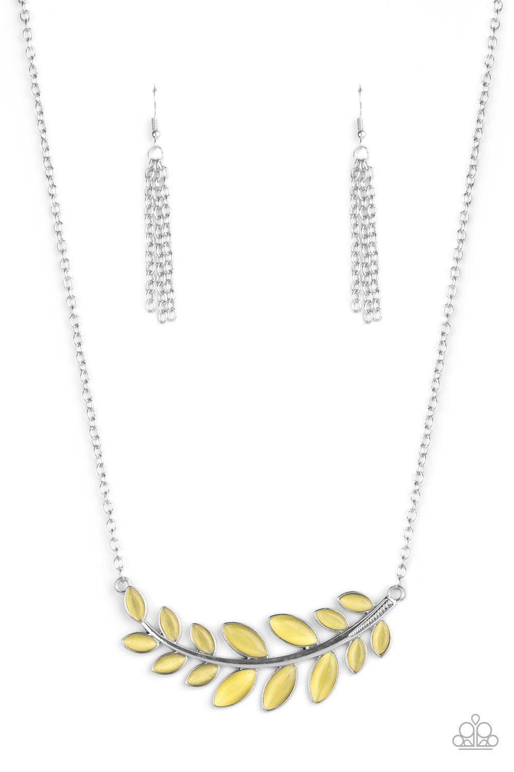 Paparazzi Accessories - Frosted Foliage - Yellow Necklace - Bling by JessieK