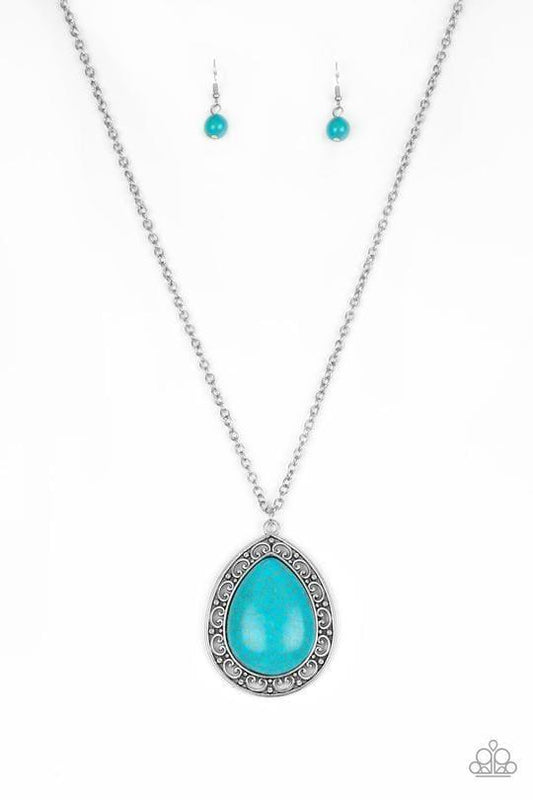 Paparazzi Accessories - Full Frontier - Blue Turquoise Stone Necklace - Bling by JessieK